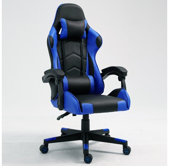 Gaming bureaustoel met ergonomische kuipzitting, zwart-blauw