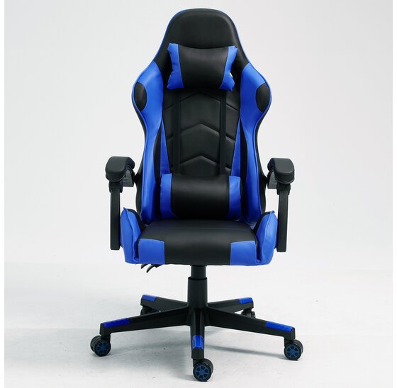 Gaming bureaustoel met ergonomische kuipzitting, zwart-blauw