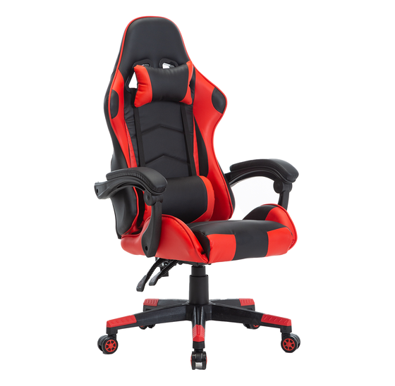 Ergonomische gamestoel met verstelbare rugleuning - rood/zwart