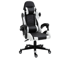 Ergonomische racing gamestoel met verstelbare armleuningen wit