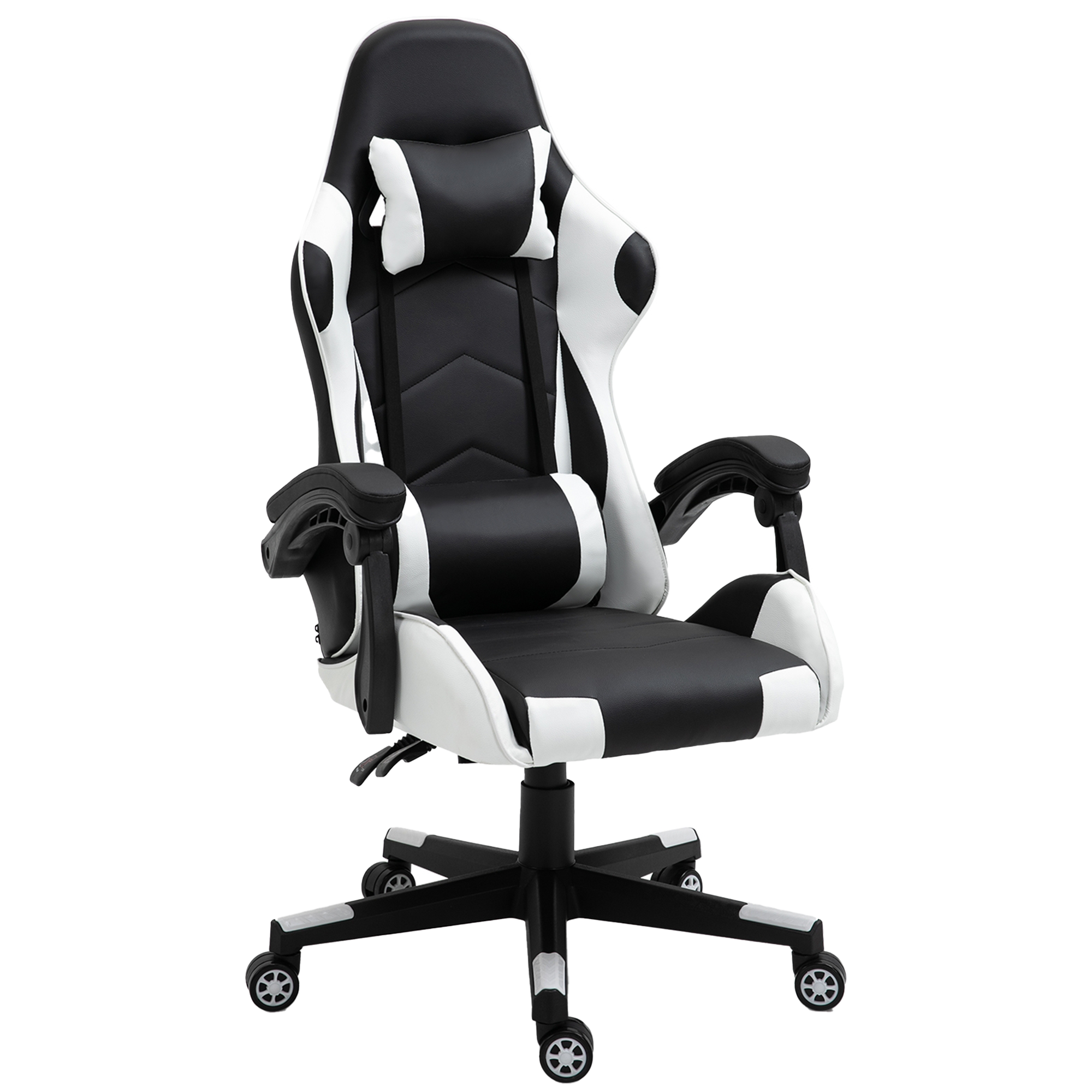 Ergonomische racing gamestoel met verstelbare armleuningen wit