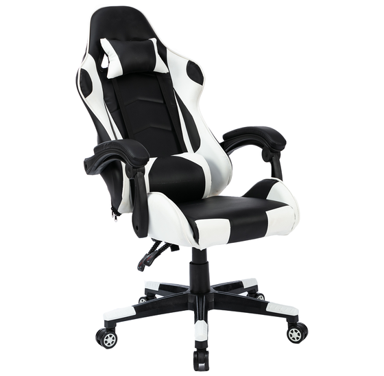 Ergonomische racing gamestoel met verstelbare armleuningen wit