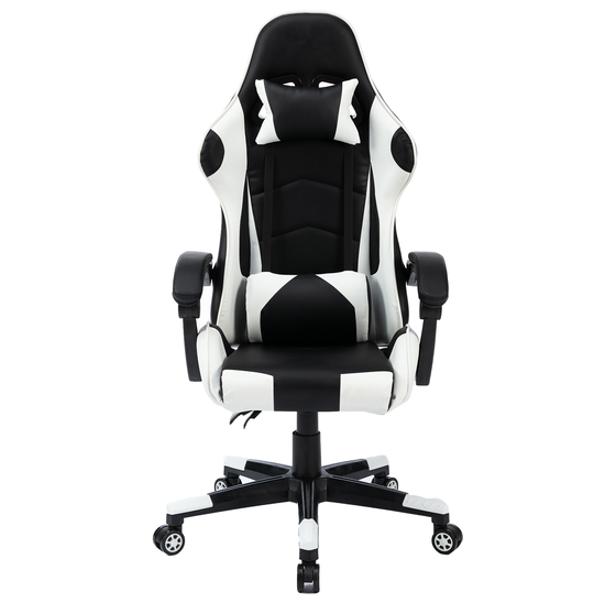 Ergonomische racing gamestoel met verstelbare armleuningen wit