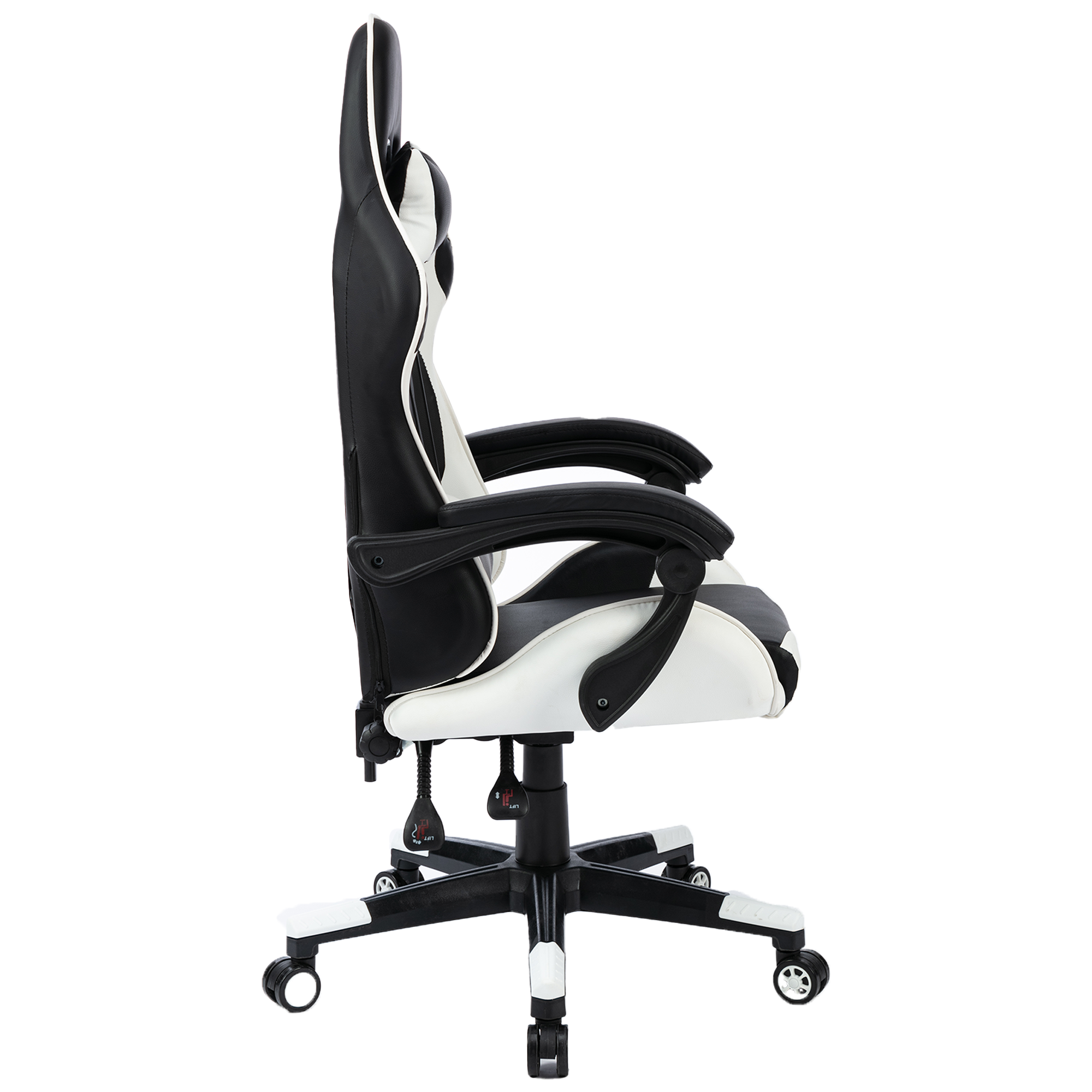 Ergonomische racing gamestoel met verstelbare armleuningen wit