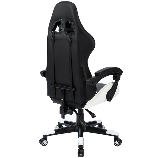 Ergonomische racing gamestoel met verstelbare armleuningen wit