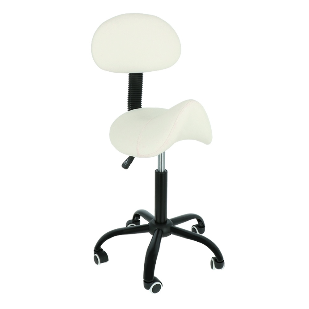 Ergonomische zadelkruk met verstelbare rugleuning wit in hoogte