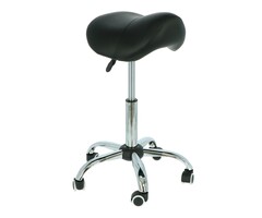 Ergonomische zadelkruk zwart met chromen onderstel en wielen