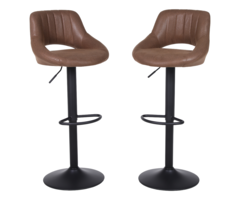 Barkruk donkerbruin kunstleer industrial vintage 360° draaibaar