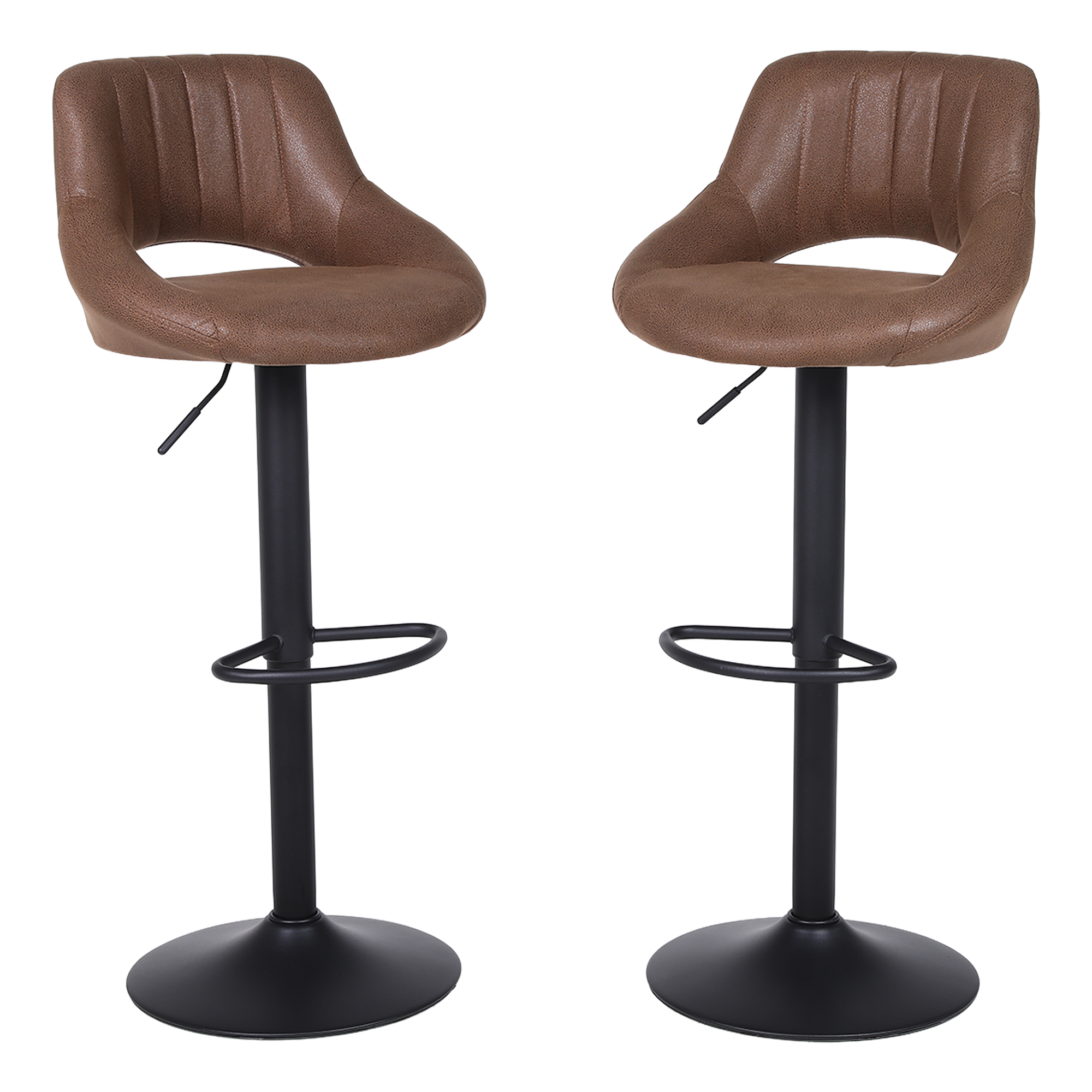 Barkruk donkerbruin kunstleer industrial vintage 360° draaibaar