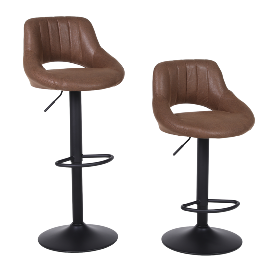 Barkruk donkerbruin kunstleer industrial vintage 360° draaibaar