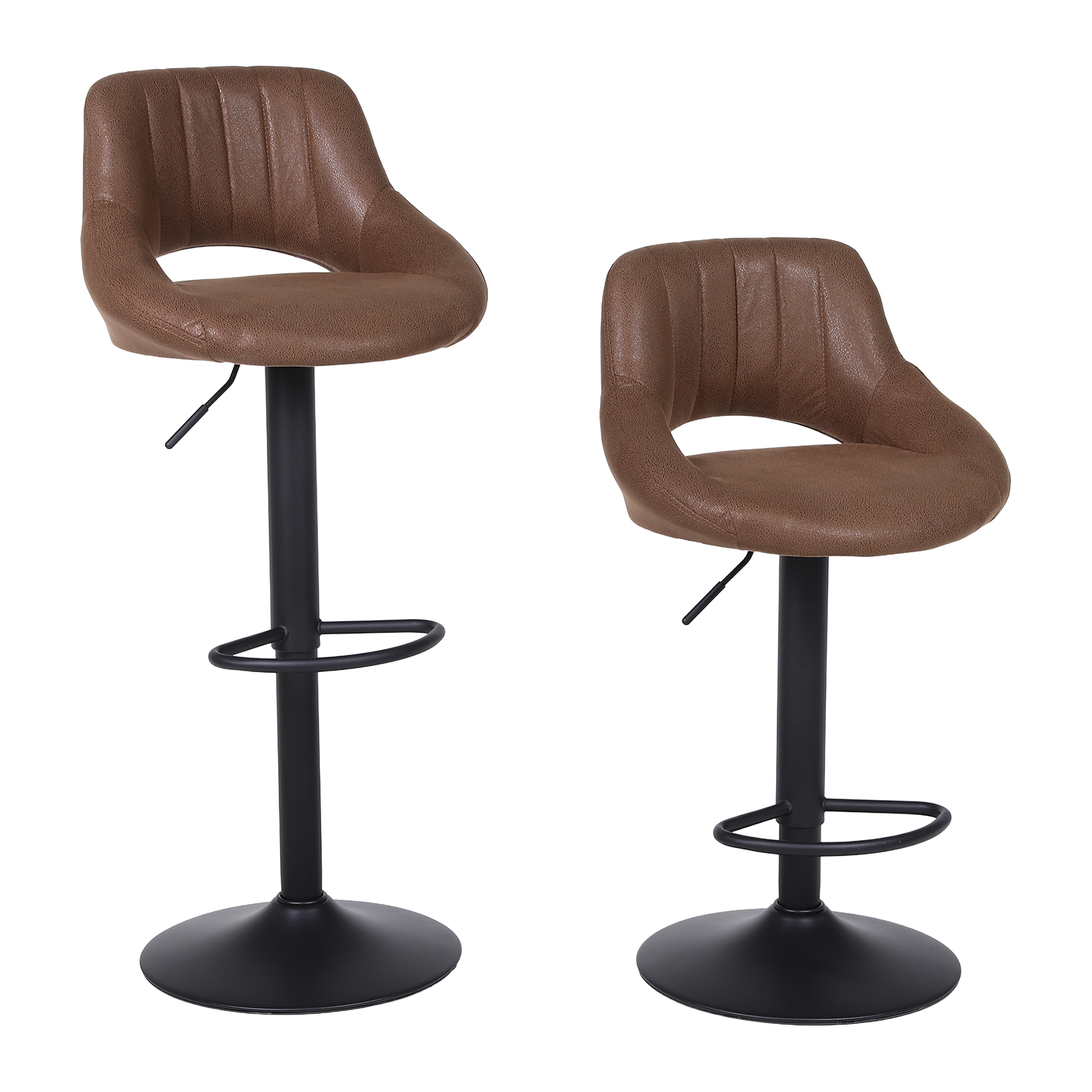 Barkruk donkerbruin kunstleer industrial vintage 360° draaibaar