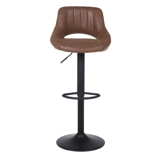 Barkruk donkerbruin kunstleer industrial vintage 360° draaibaar