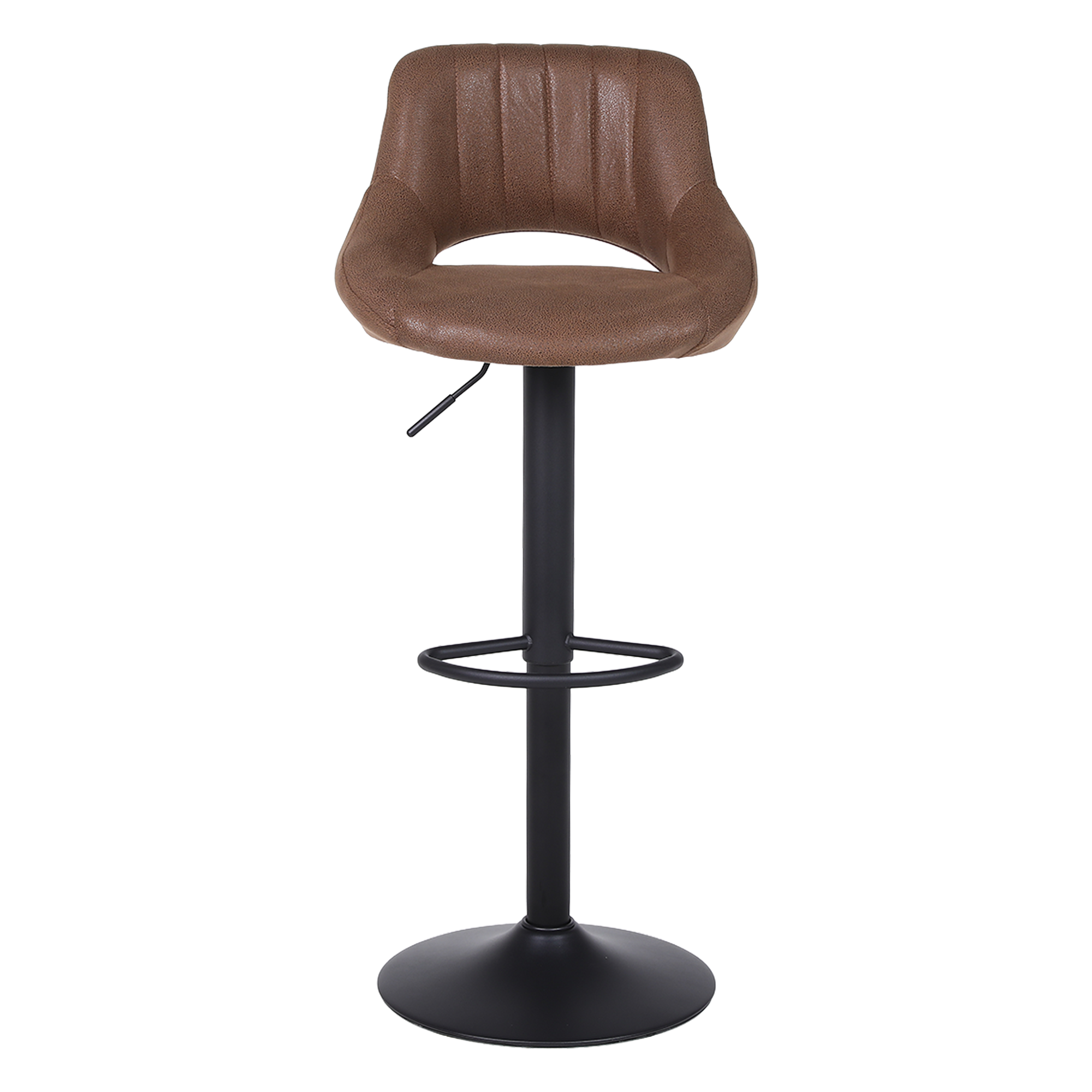 Barkruk donkerbruin kunstleer industrial vintage 360° draaibaar