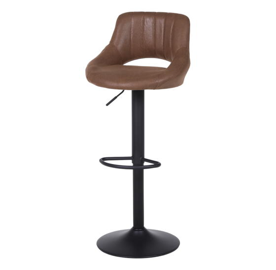 Barkruk donkerbruin kunstleer industrial vintage 360° draaibaar
