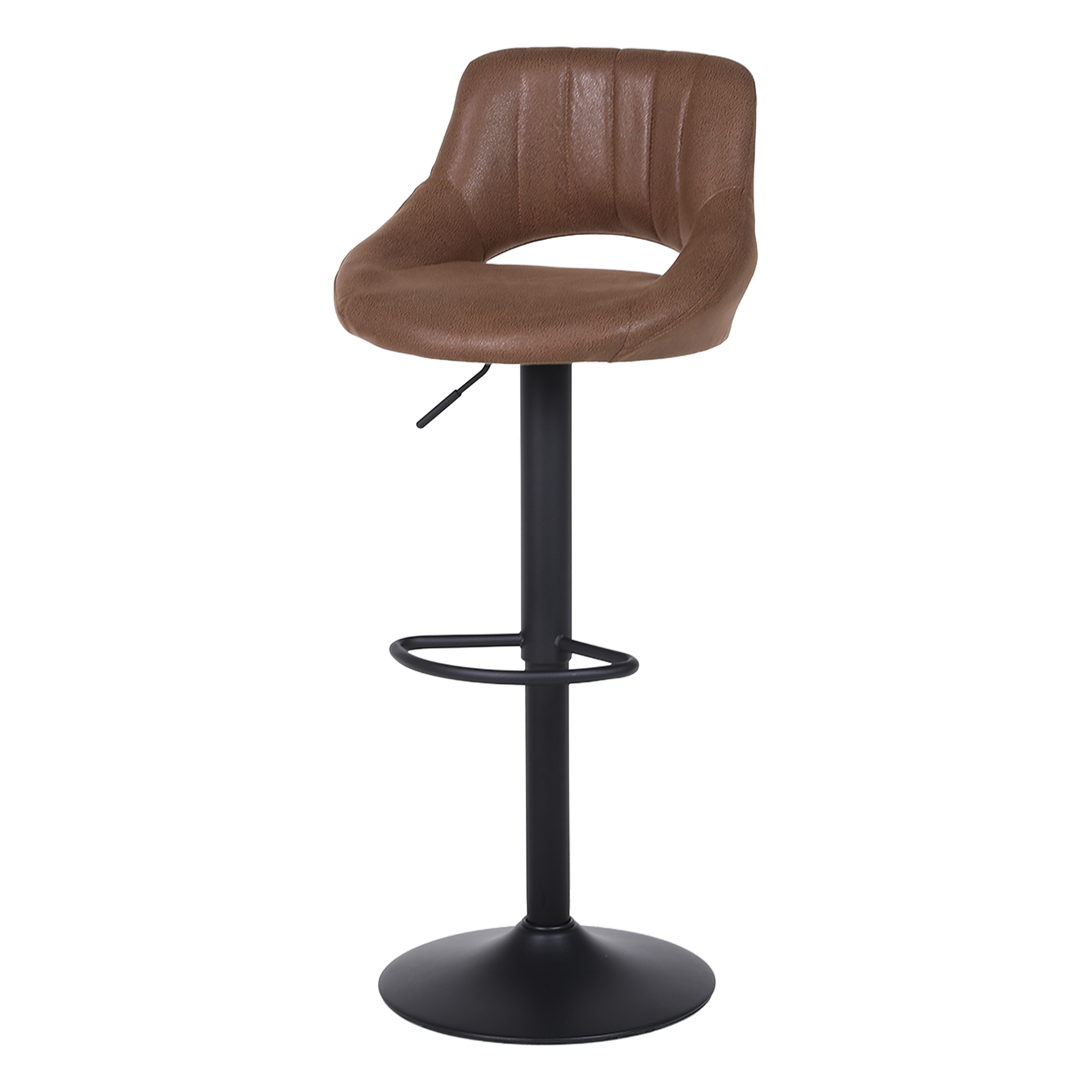 Barkruk donkerbruin kunstleer industrial vintage 360° draaibaar