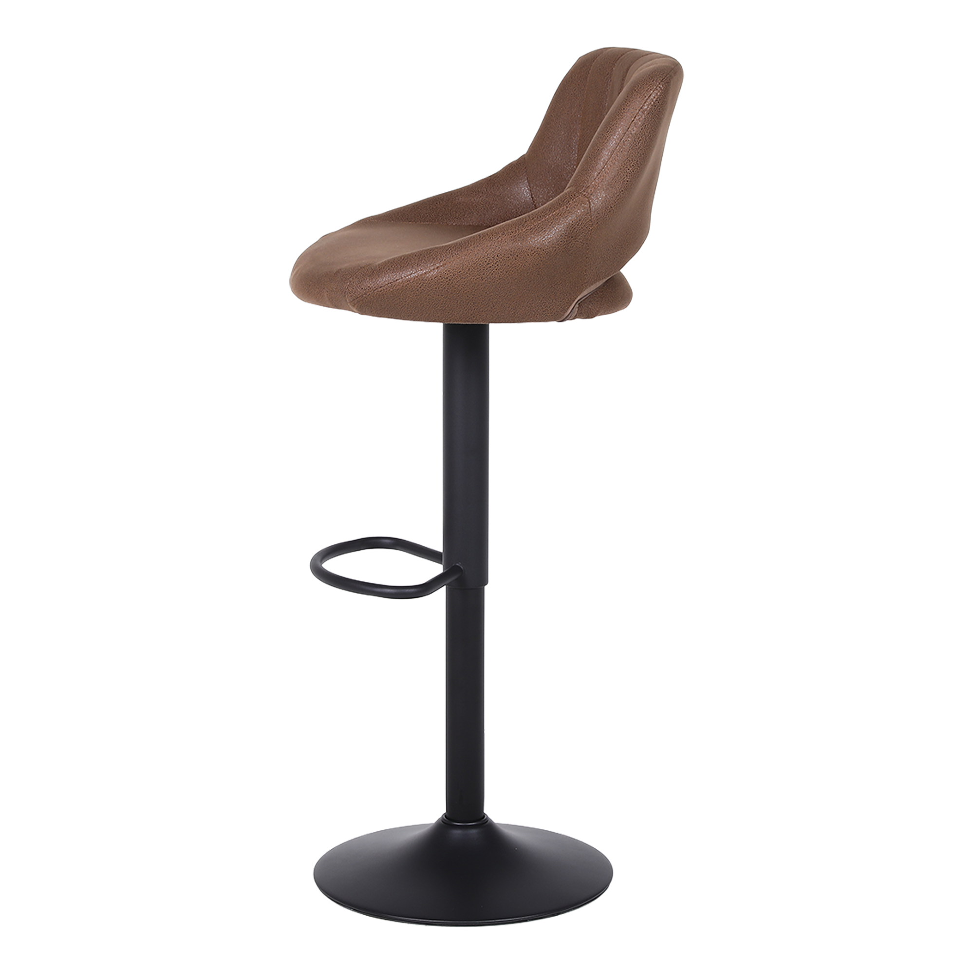 Barkruk donkerbruin kunstleer industrial vintage 360° draaibaar