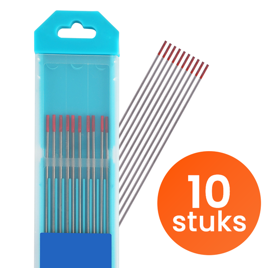WT20 wolfraam laselektroden 1.6mm rood TIG DC - 10 stuks