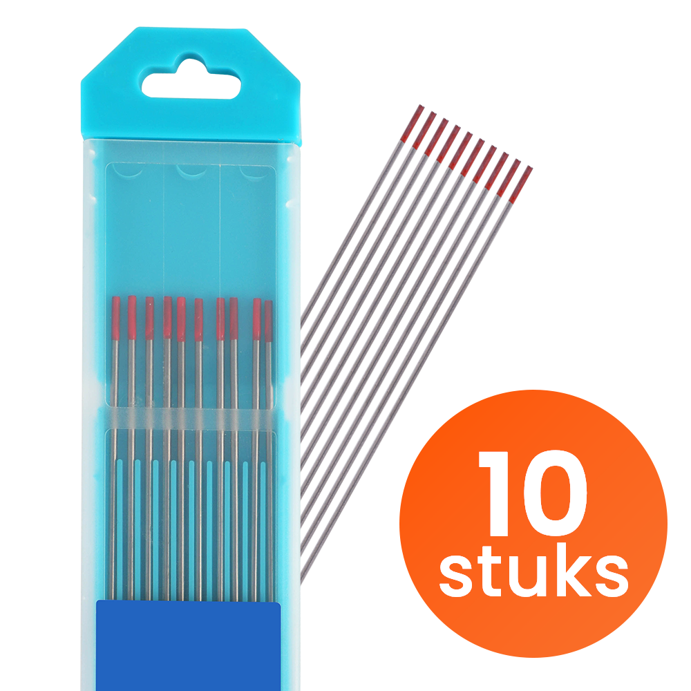 WT20 wolfraam laselektroden 1.6mm rood TIG DC - 10 stuks