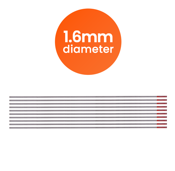 WT20 wolfraam laselektroden 1.6mm rood TIG DC - 10 stuks