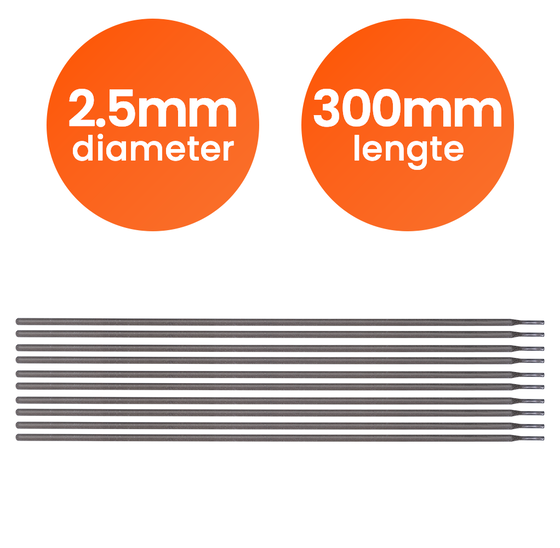 Laselektroden 2,5mm x 300mm voor MMA-lasapparaat (50 stuks)