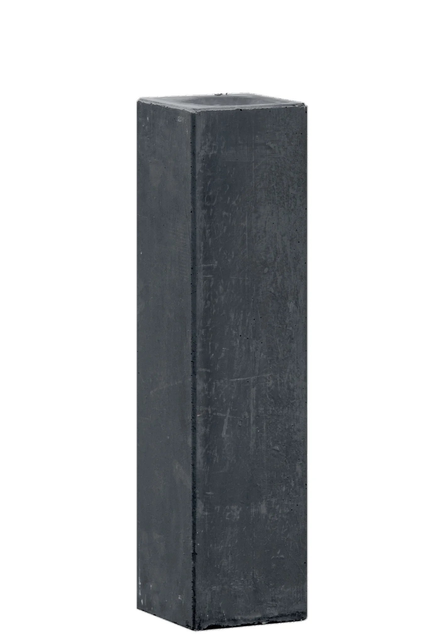 Betonpoer 100 × 100 × 600 mm antraciet met M16 schroefhuls, oud-hollandse afwerking