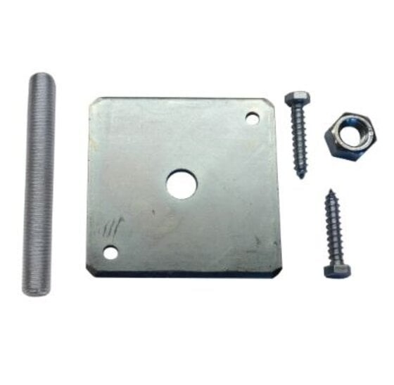 Betonpoer bevestigingsset 105x105mm M16 met draadstang en moer