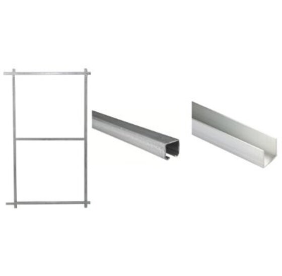 Wandbevestigingset voor schuifpoort - poortframe 1165x1900mm - aluminium U-profiel 1165mm - C-profiel 3000mm - inclusief onderstaande onderdelen - voor poorten tot 170kg