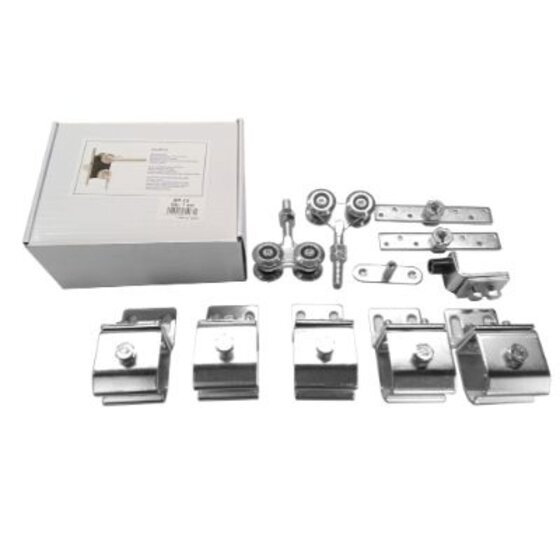 Wandbevestigingset voor schuifpoort - poortframe 1165x1900mm - aluminium U-profiel 1165mm - C-profiel 3000mm - inclusief onderstaande onderdelen - voor poorten tot 170kg