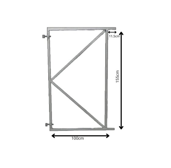 Poortframe verstelbaar 100x155cm vuurverzinkt staal 2mm dikte