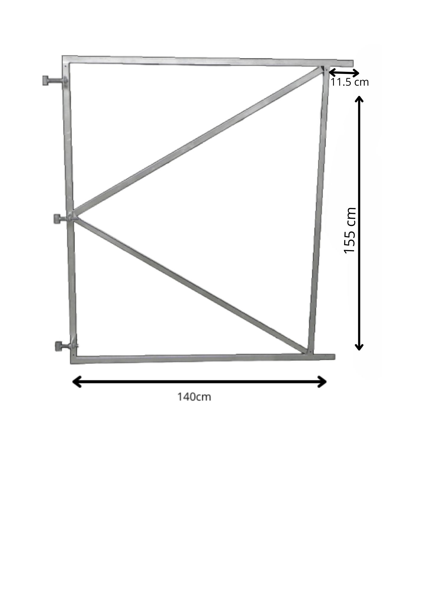 Poortframe 140x155 cm verstelbaar vuurverzinkt staal 2mm dikte