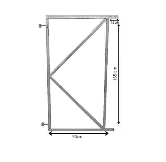 Poortframe 90x155 cm verstelbaar vuurverzinkt staal 2mm (11,5 cm hoekuitsparing)
