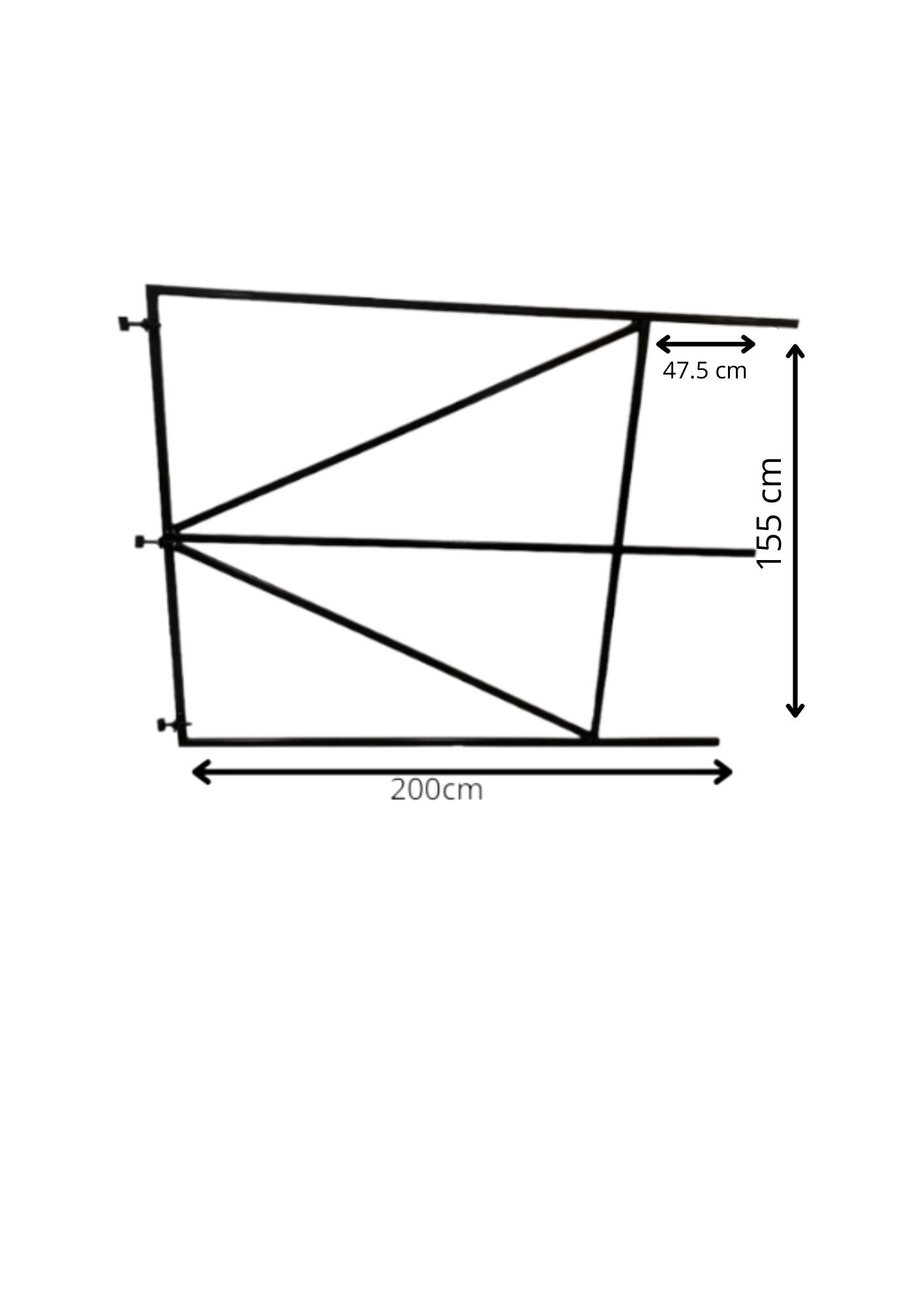 Verstelbaar poortframe 200x155 cm staal 1.8mm zwart gepoedercoat