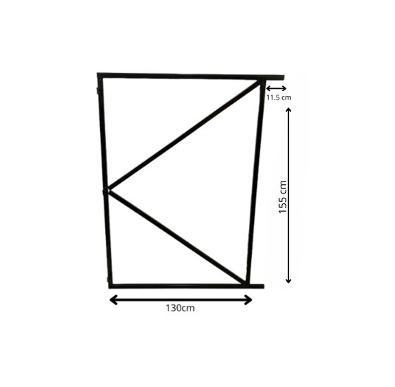 Verstelbaar poortframe 130x155cm staal 1.8mm zwart gepoedercoat