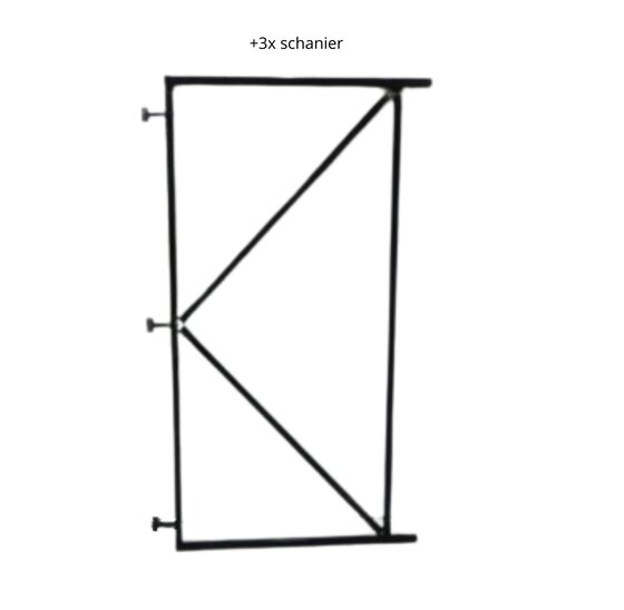 Verstelbaar poortframe 100x180 cm - 2mm staal zwart gepoedercoat