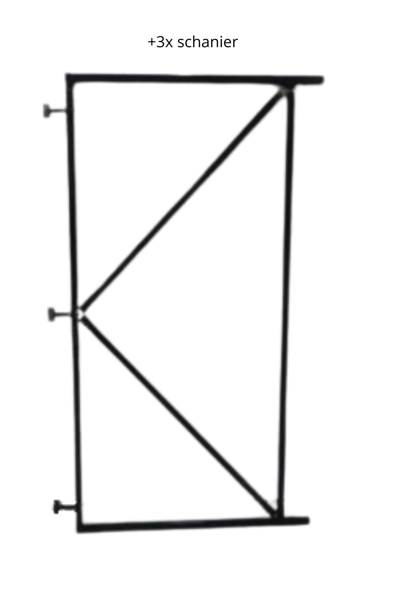 Verstelbaar poortframe 100x180 cm - 2mm staal zwart gepoedercoat