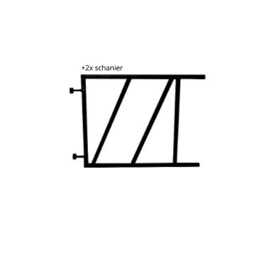 Poortframe 100x80cm verstelbaar zwart met 2 lippen en 20cm hoekuitloop