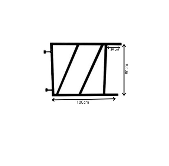 Poortframe 100x80cm verstelbaar zwart met 2 lippen en 20cm hoekuitloop