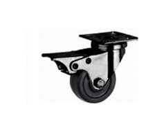 Zwenkwiel Ø50mm - zwart gepoedercoat - met rem - PP wiel