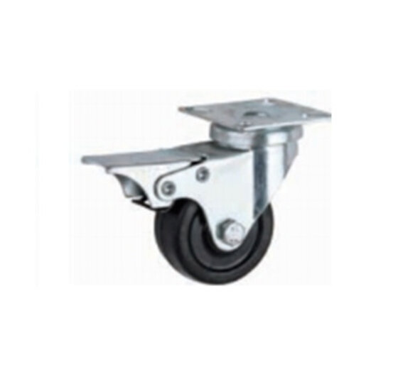 Zwenkwiel Ø75mm - galvanisch verzinkt - met rem - PP wiel