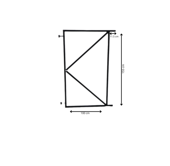 Verstelbaar poortframe staal 100x155cm - wanddikte 1.8mm - zwart