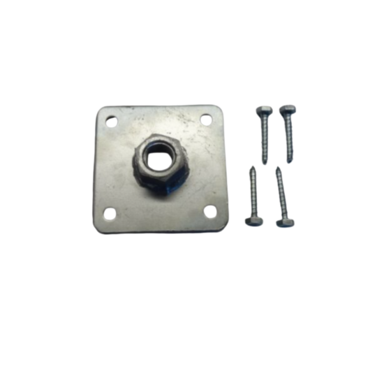 Betonpoer 100x100mm met aangelaste M24 moer, verzinkt incl. schroeven