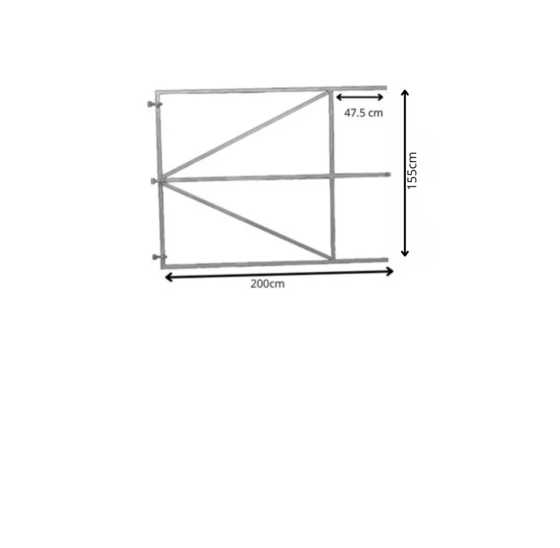 Vuurverzinkt poortframe 200x155cm met middenbalk en draadstangen 2mm