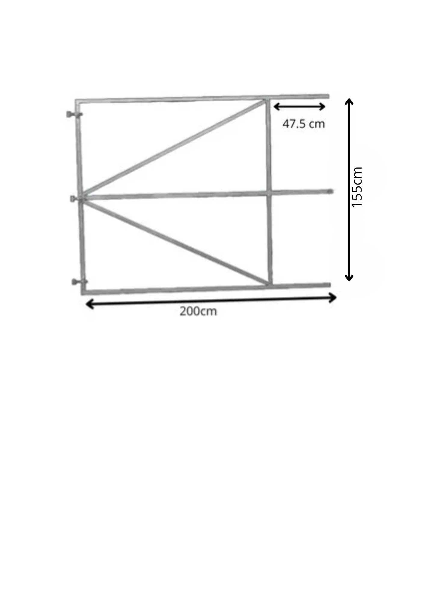 Vuurverzinkt poortframe 200x155cm met middenbalk en draadstangen 2mm