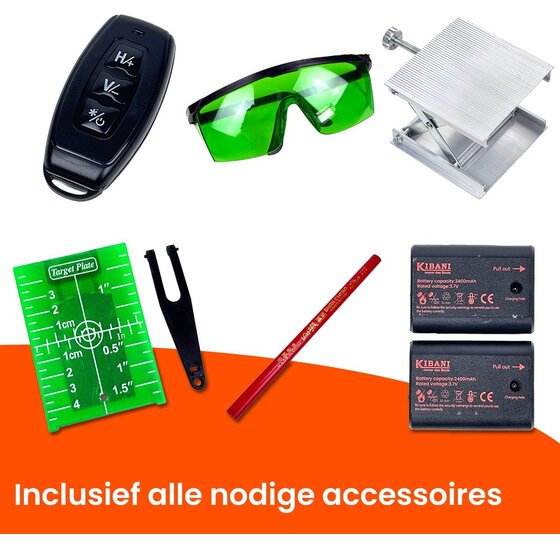 Professionele Kruislijnlaser met 16 Lijnen – Zelfnivellerend, 360° Projectie, Inclusief Accessoires en Draagkoffer