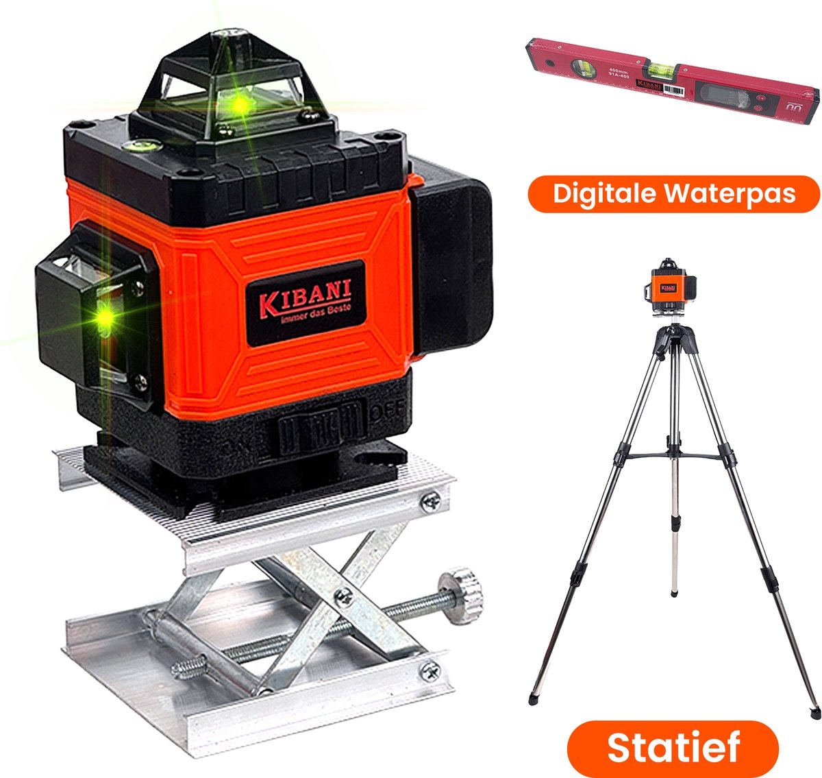 Kruislijnlaser 16 lijnen met Statief en Digitale Waterpas – Zelfnivellerend