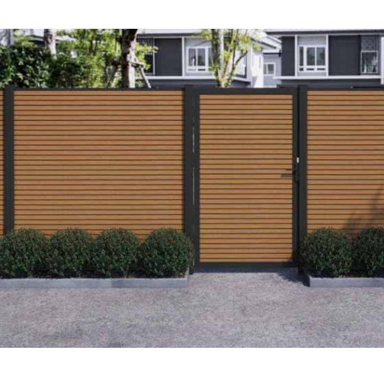 Composiet tuindeur teak triple 100x195 cm met UltraShield