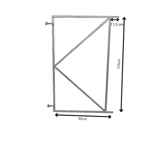 Poortframe 90x155cm verstelbaar vuurverzinkt met diagonale verstevigingen