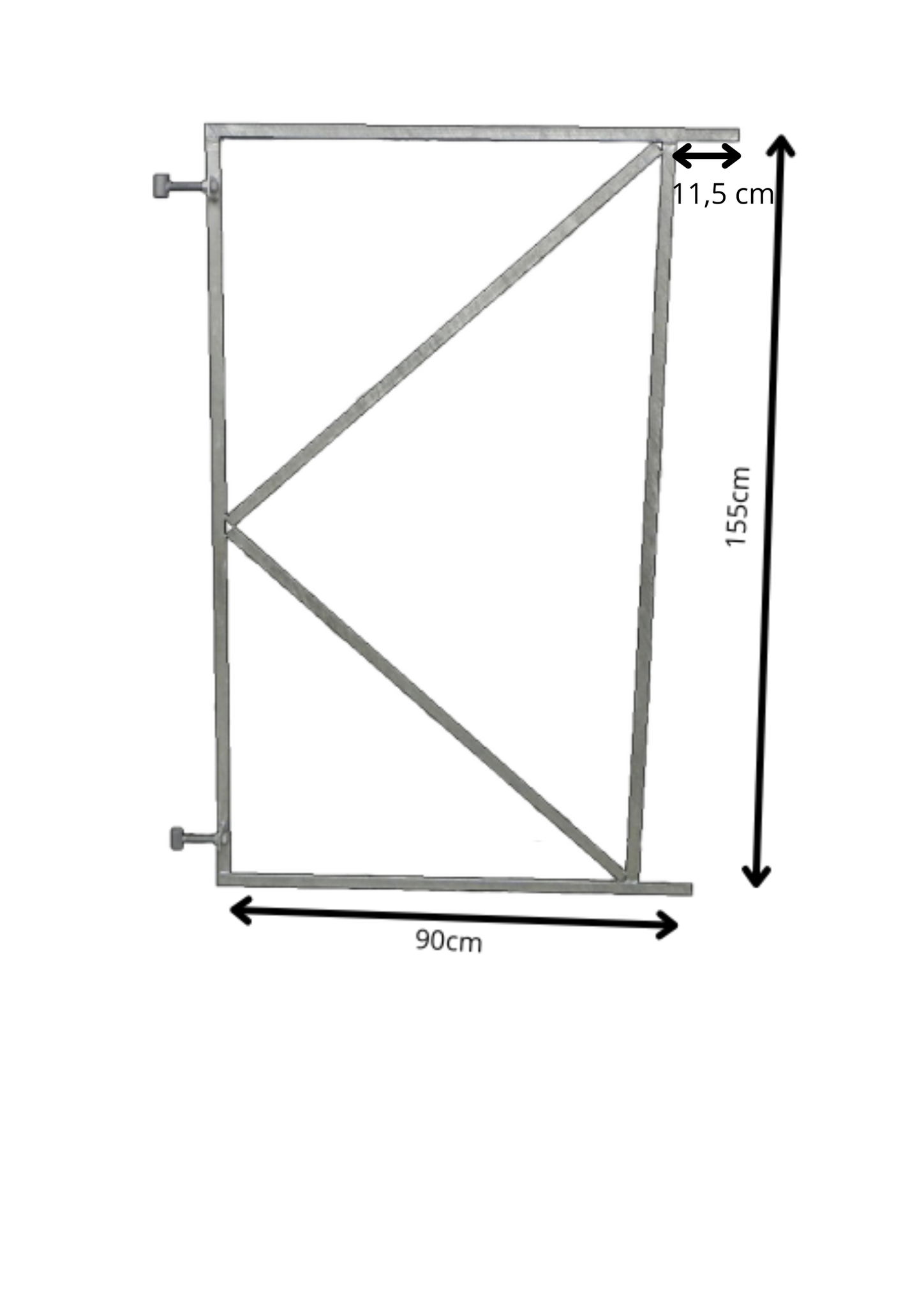 Poortframe 90x155cm verstelbaar vuurverzinkt met diagonale verstevigingen