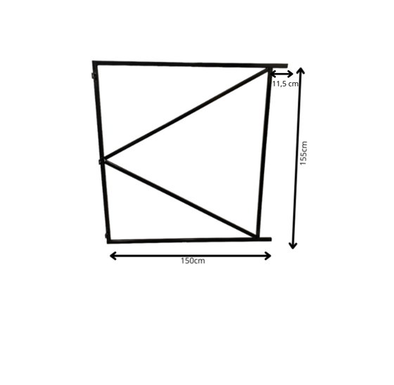 Verstelbaar poortframe 150x155 cm - staal 1.8mm - zwart gepoedercoat