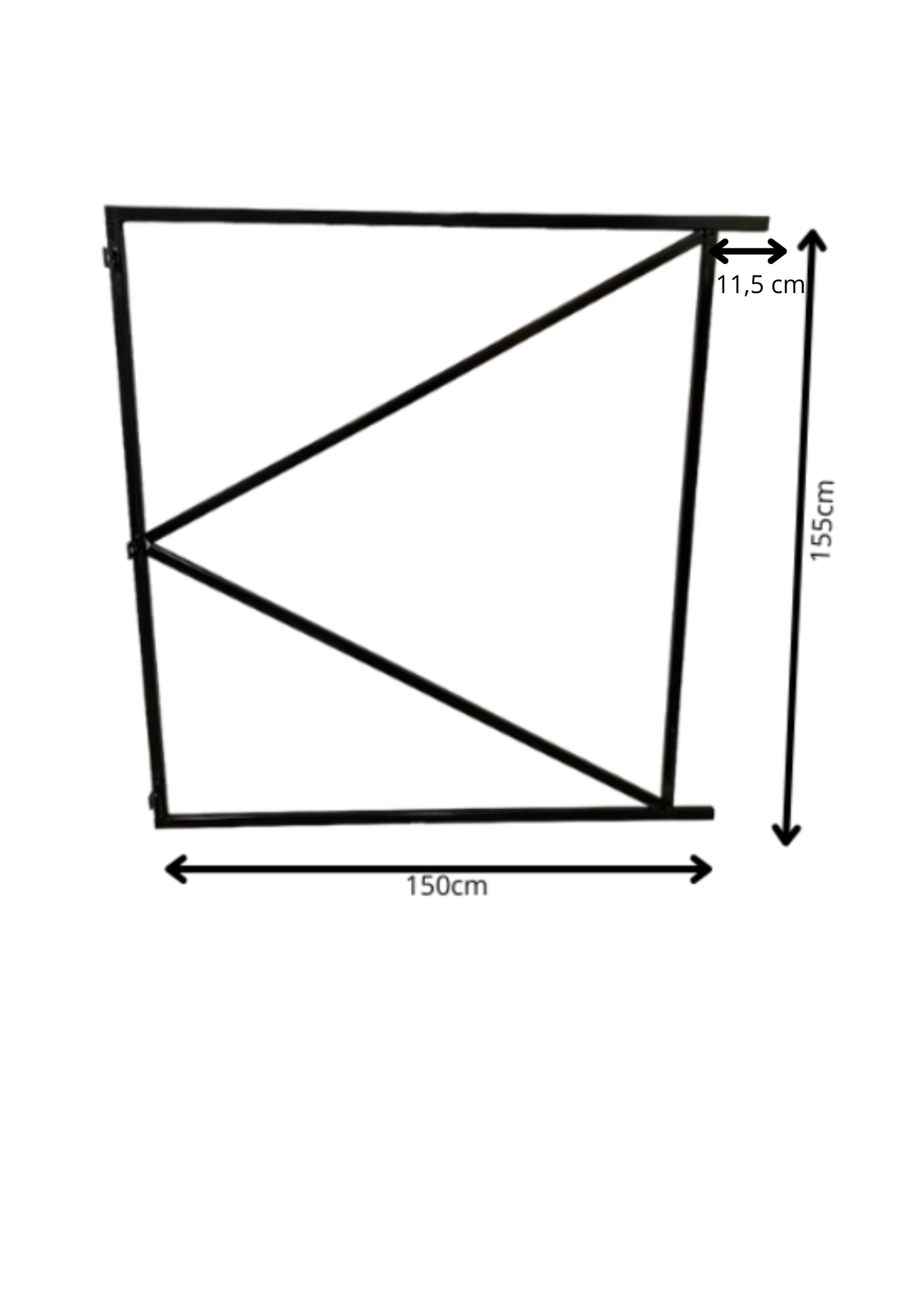 Verstelbaar poortframe 150x155 cm - staal 1.8mm - zwart gepoedercoat